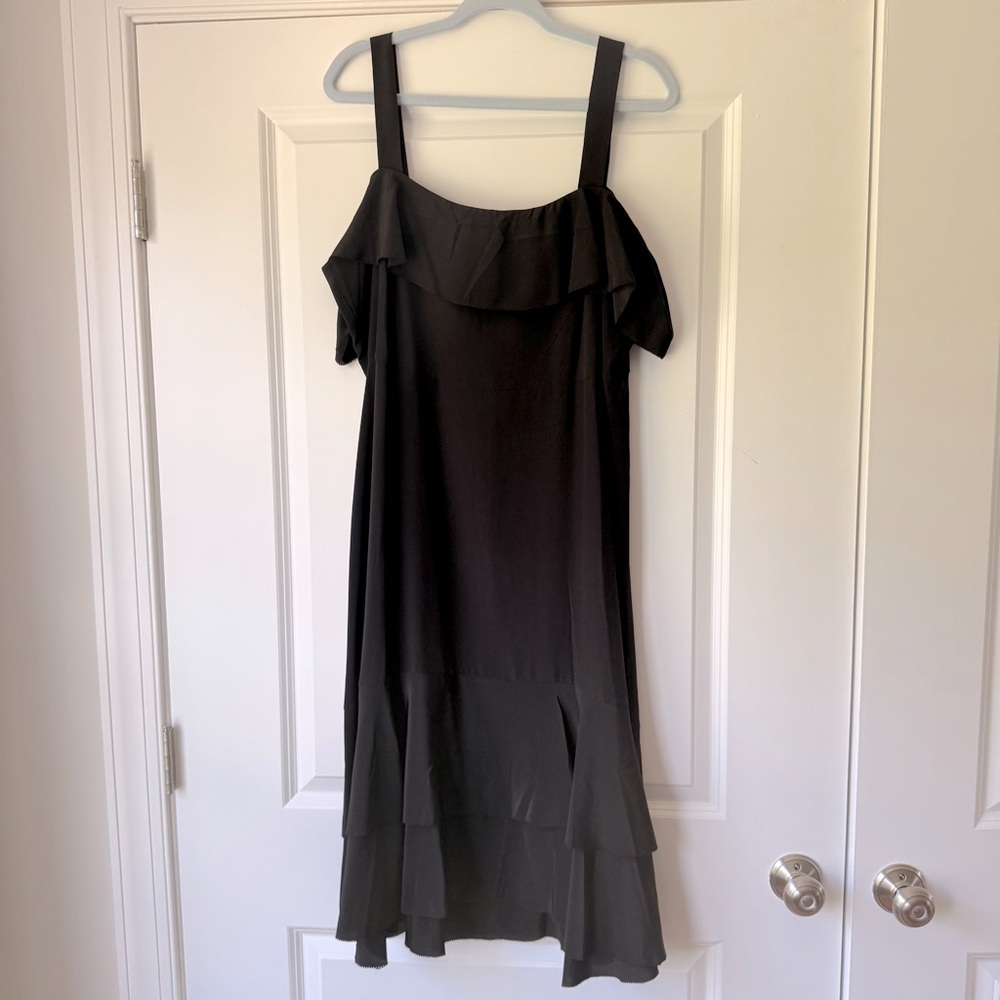 Title: NWT J.Crew Black 100% Silk Ruffle Tiered Sundress LBD Size 16